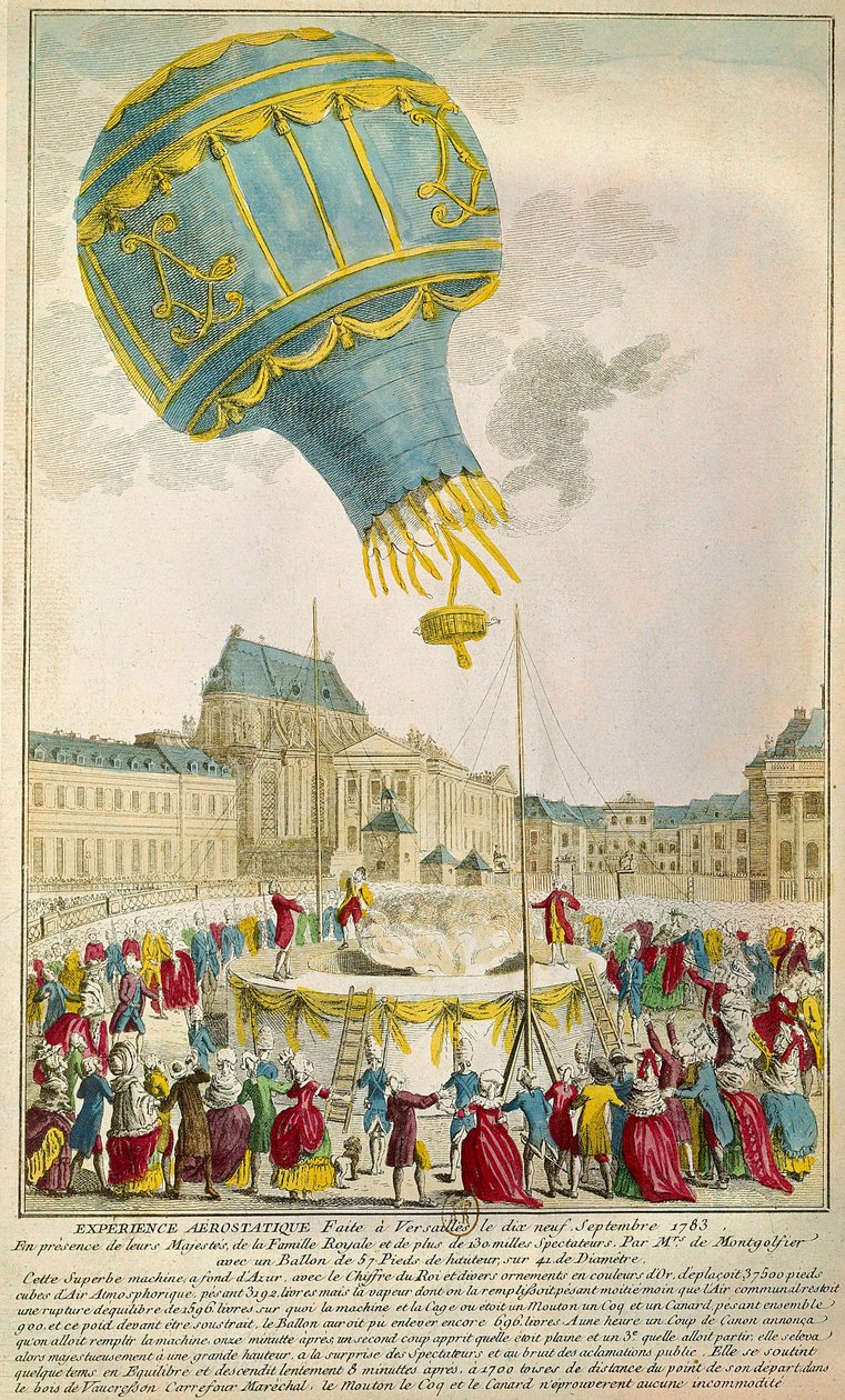 Oplevelse af brødrene Montgolfier den 19/09/1783 i Versailles Paris. B N af Unknown artist