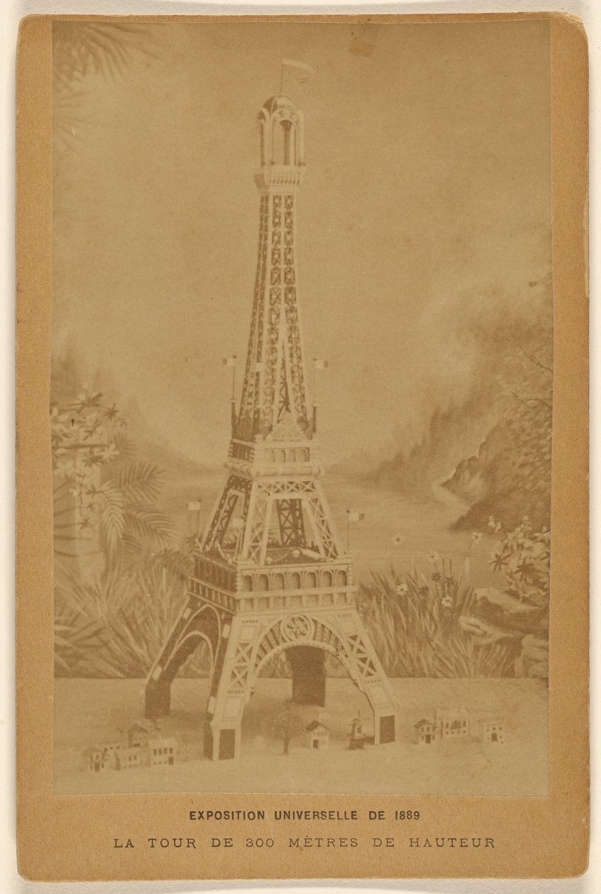 Verdensudstillingen i 1889. Det 300 meter høje tårn. af Unknown artist