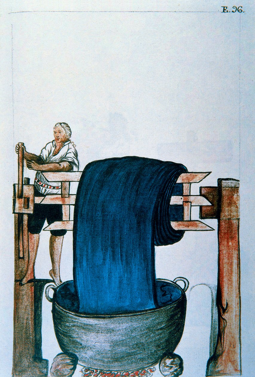 Stoffarve, fra bogen "Trujillo of Peru" eller "Codex Martinez Companion", af Balthazar Martinez Companion og Bujanda, biskop af Trujillo (1782-1785) af Unknown artist