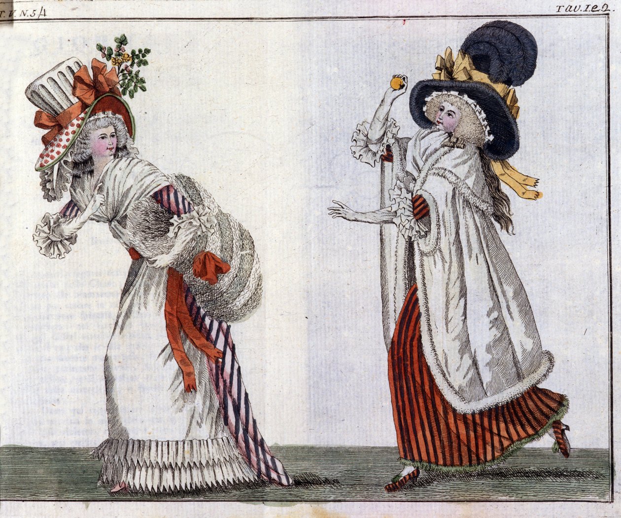 Mode: unge elegante kvinder. 1788 af Unknown artist