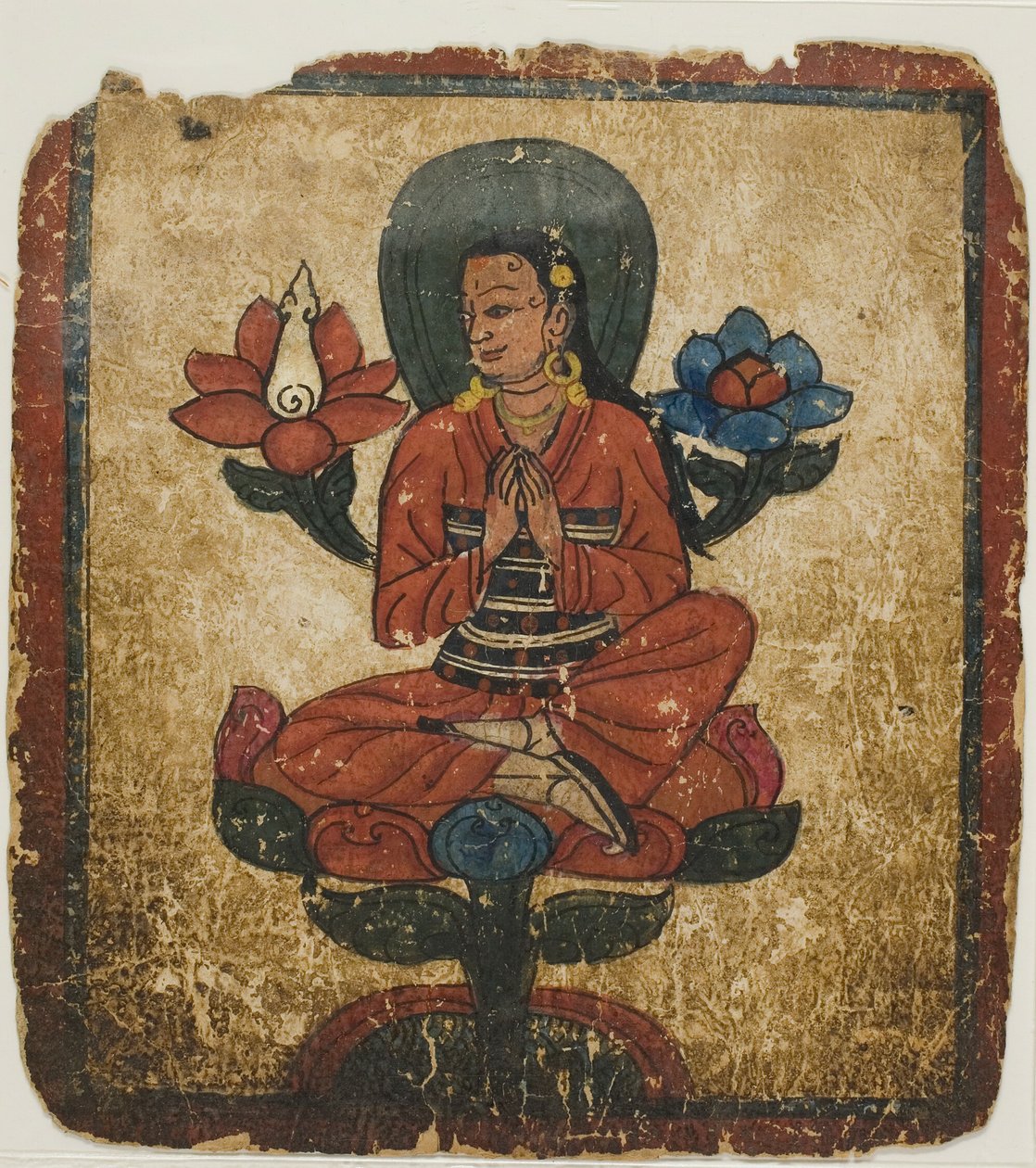 Figur siddende på lotus, fra et sæt indvielseskort (Tsakali) af Unknown artist