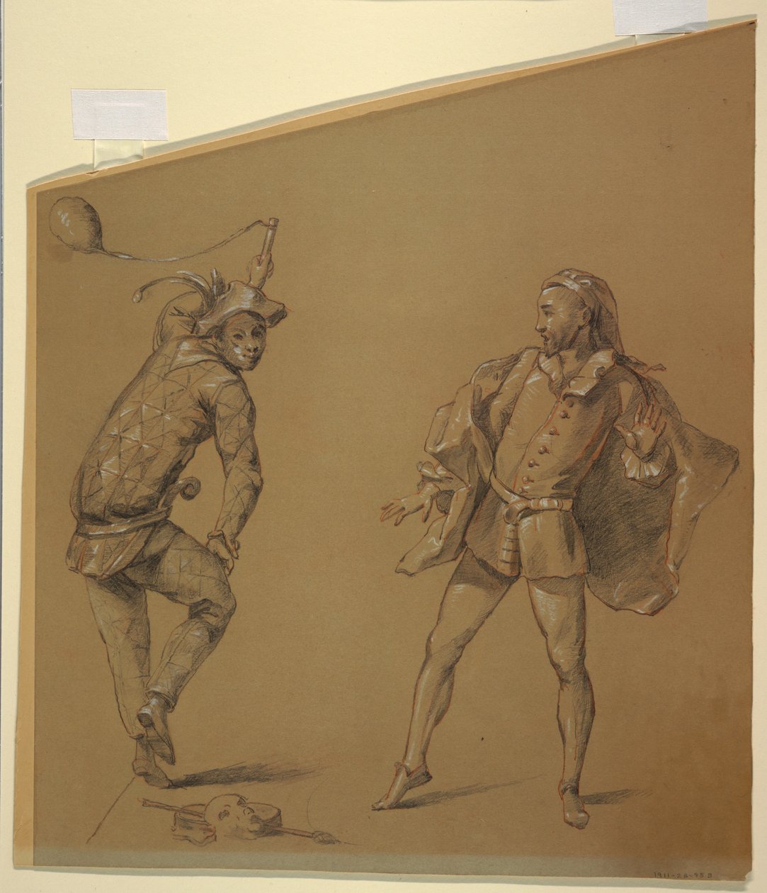Figurstudier til et design af et clavichord-omslag af Unknown artist