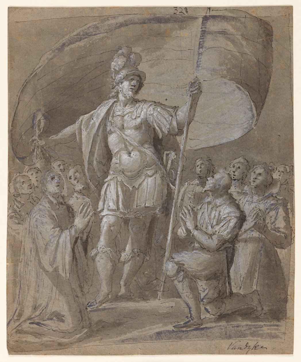 Figurer, der hylder en ridder af Unknown artist