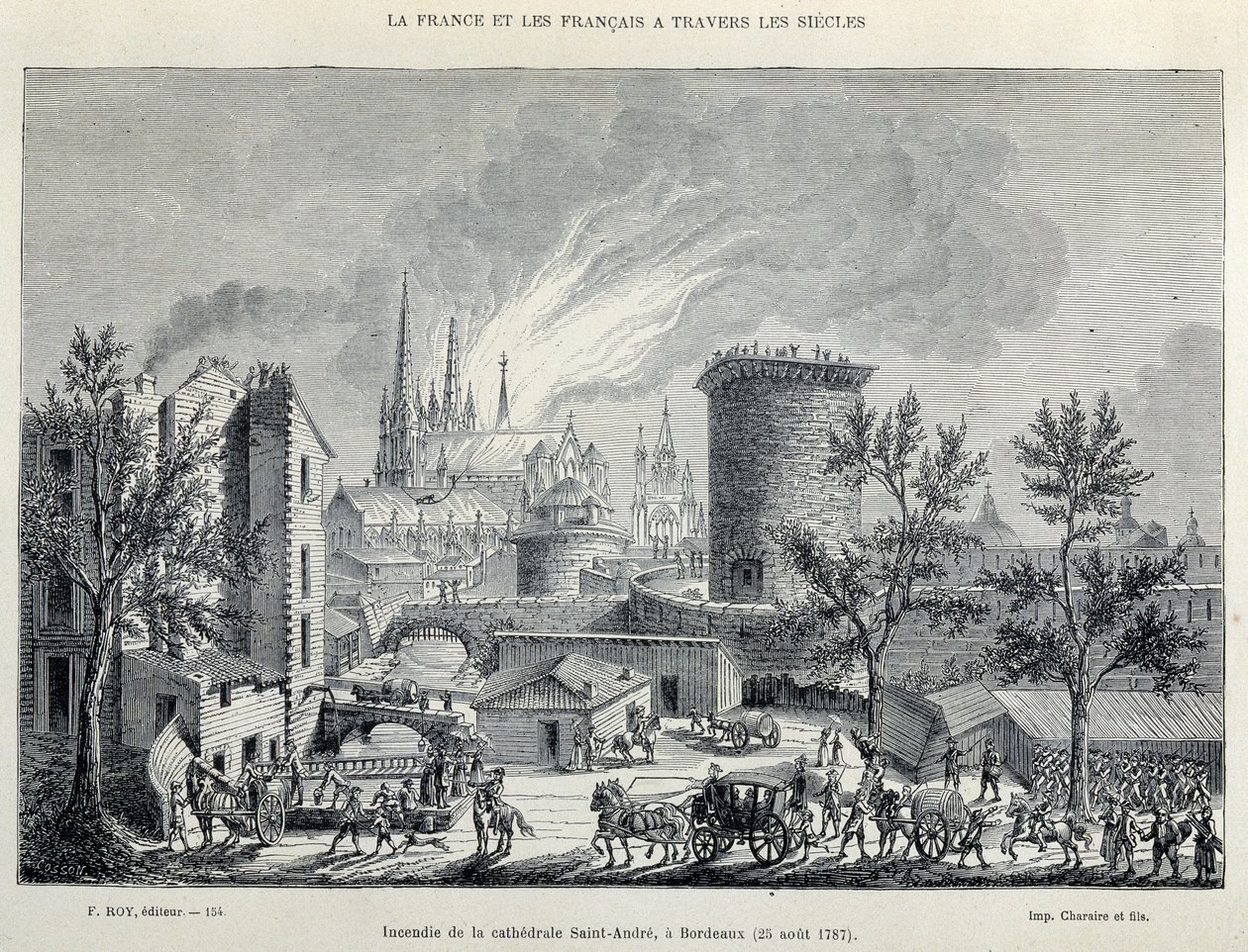 Brand i Cathedrale St André, Bordeaux, 25. august af Unknown artist
