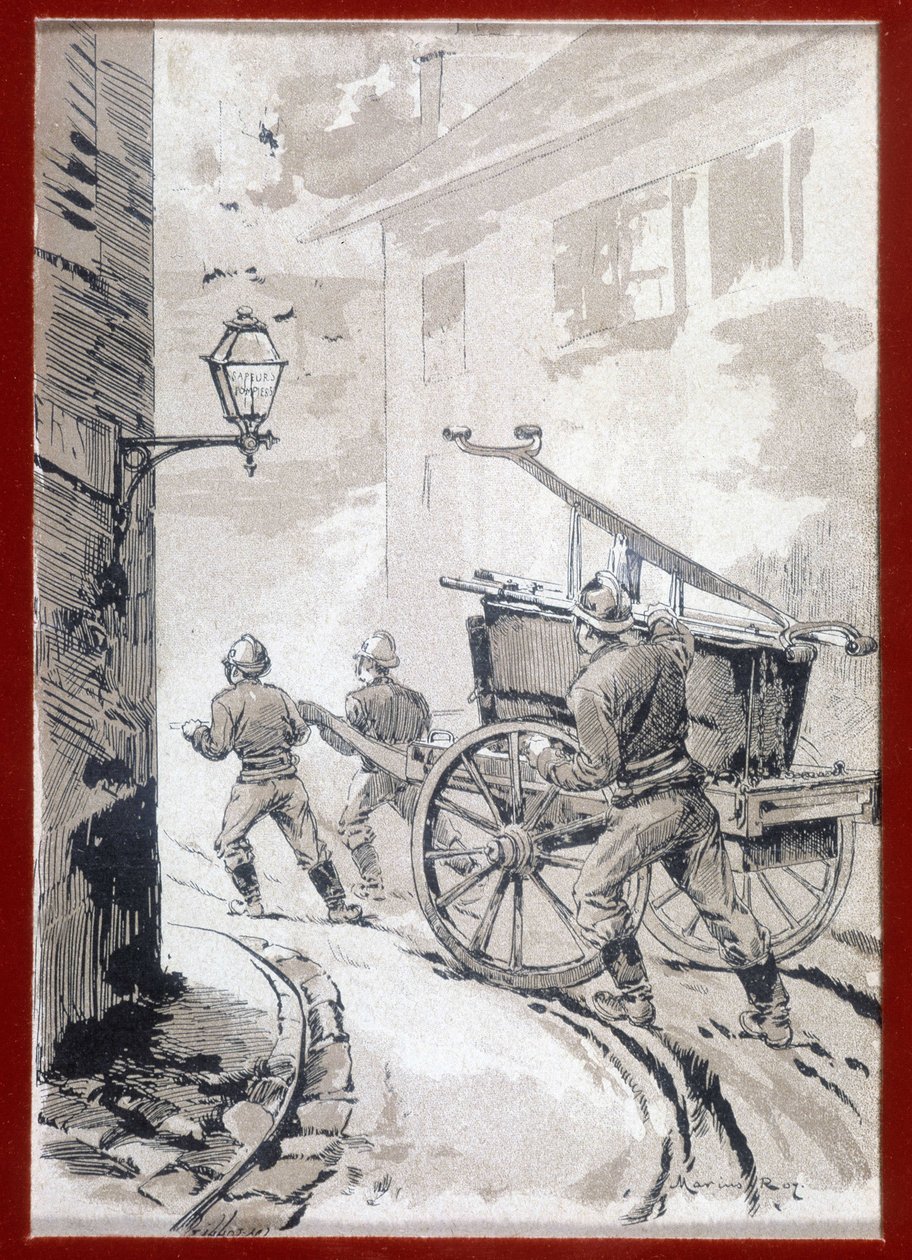 Brandmænd: postens afgang - grav., n.d. af Unknown artist