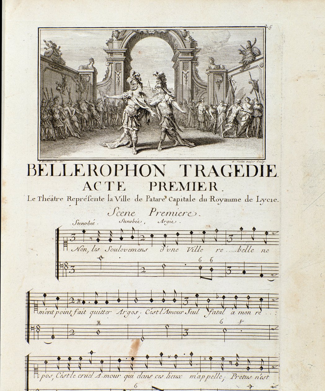 Første akt af "" Bellerophon "" Lyrisk tragedie i fem akter med en prolog af Jean Baptiste Lully (1632-1687). 1714. af Unknown artist
