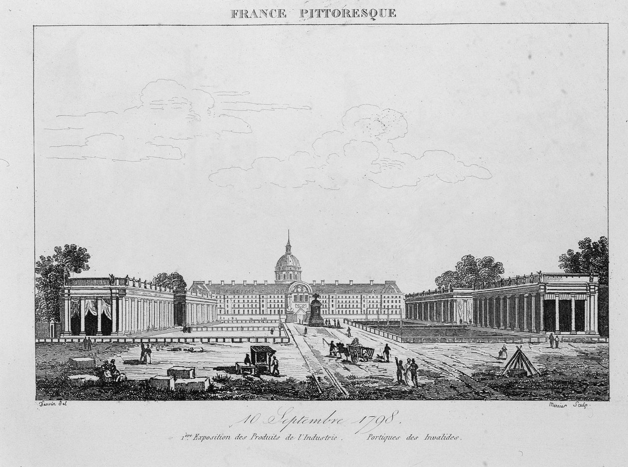 Første udstilling af industriprodukter: Portique des Invalides, 10. september af Unknown artist