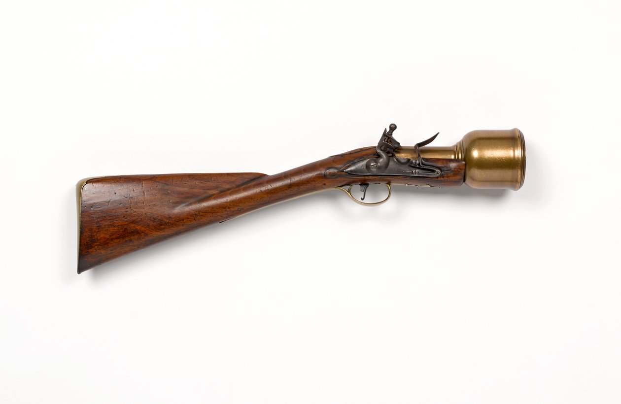 Flintlock håndmørtel c.1760-1770 (mørtel, hånd, flintlock) af Unknown artist
