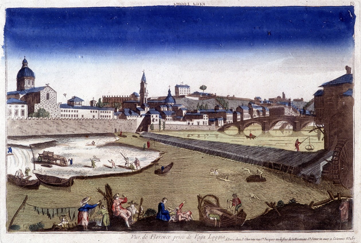 Firenze og floden Arno i det 18. århundrede. af Unknown artist