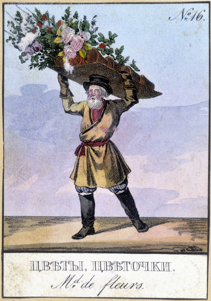 Blomsterhandler i Rusland i det 19. århundrede. af Unknown artist