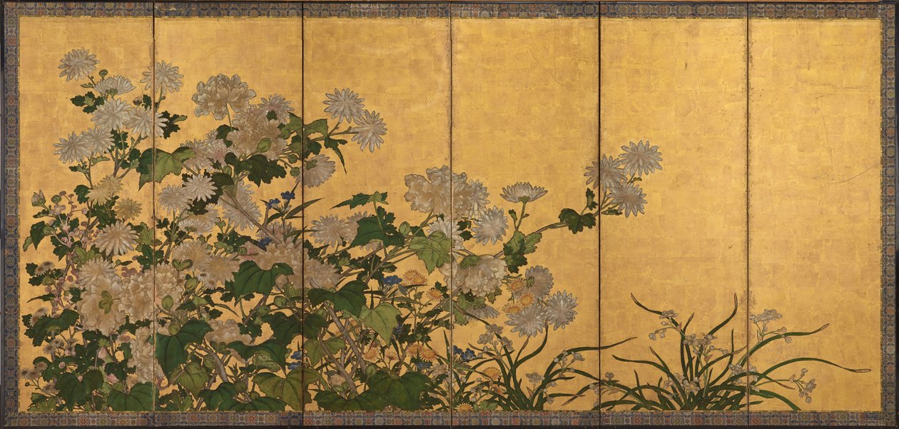 Blomster: krysantemum, pæoner osv af Unknown artist