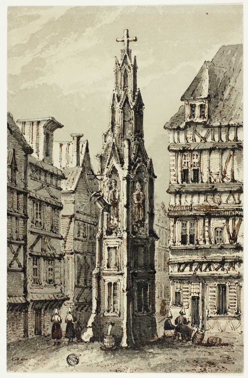 Fontænetårn i den gamle by af Unknown artist