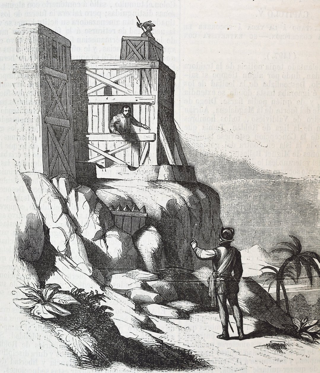 Francisco Roldan taler med Adelantado Bartholomew Columbus på øen Hispaniola i Fort Concepcion i 1497 af Unknown artist