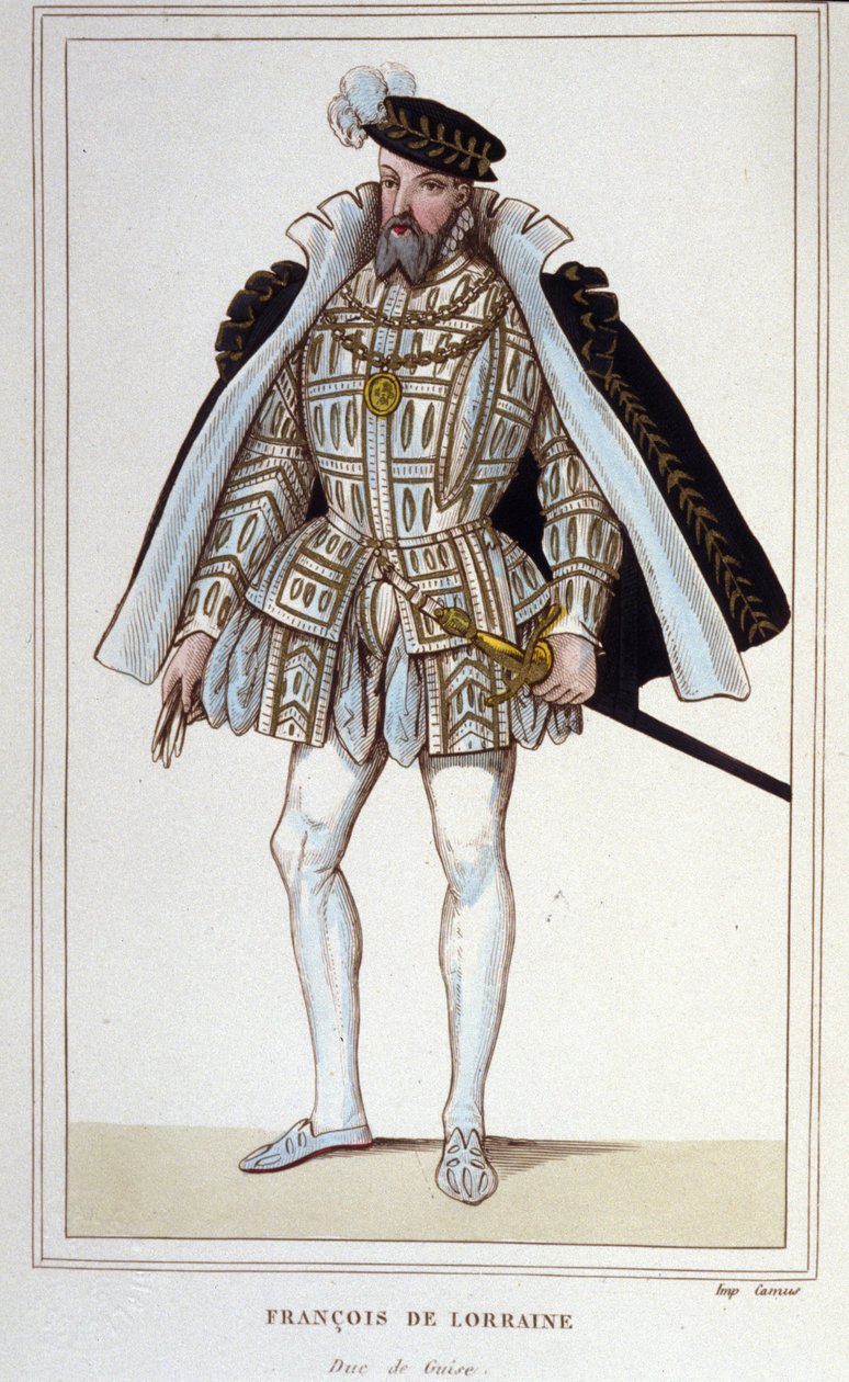 François de Lorraine (1519-1563). Hertug af Aumale, derefter 2. hertug af Guise. fransk generalløjtnant. Stik fra 1830. af Unknown artist