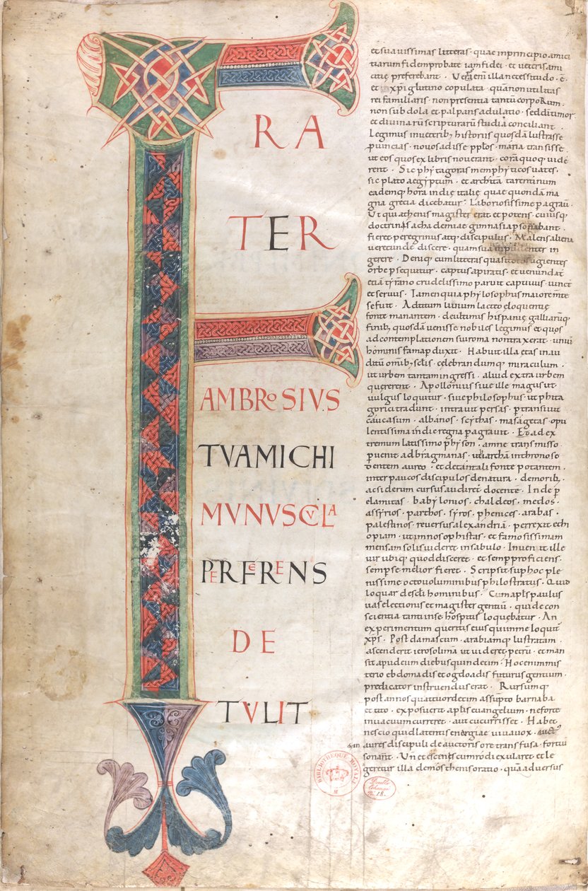 Frater Ambrosius michi munuscula perferens. Capulettera fra den dedikerede epistel af St. Jerome af Unknown artist