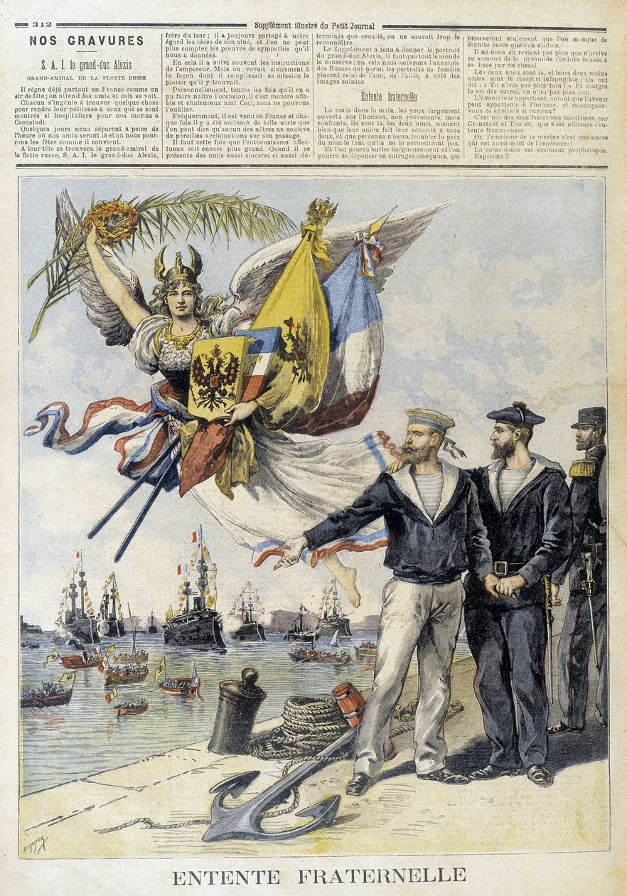 Fraternal Entente (allegorisk billede af den fransk-russiske entente) - i "" Le Petité Journal"" af Unknown artist