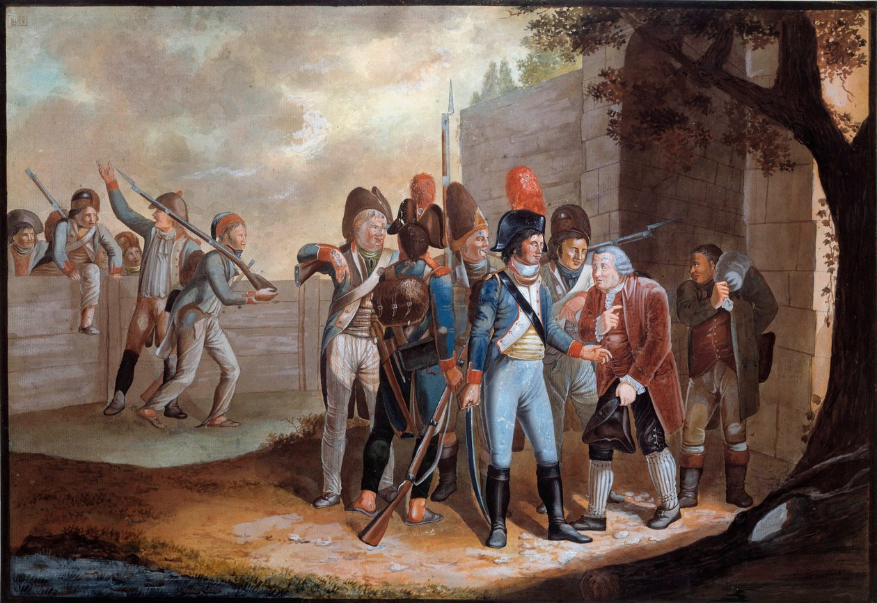 Fransk revolution: "" Bidrag af krigsdæmning fra franskmændene i Schweiz"" Anonymt maleri. 1798. Paris, Musee de l