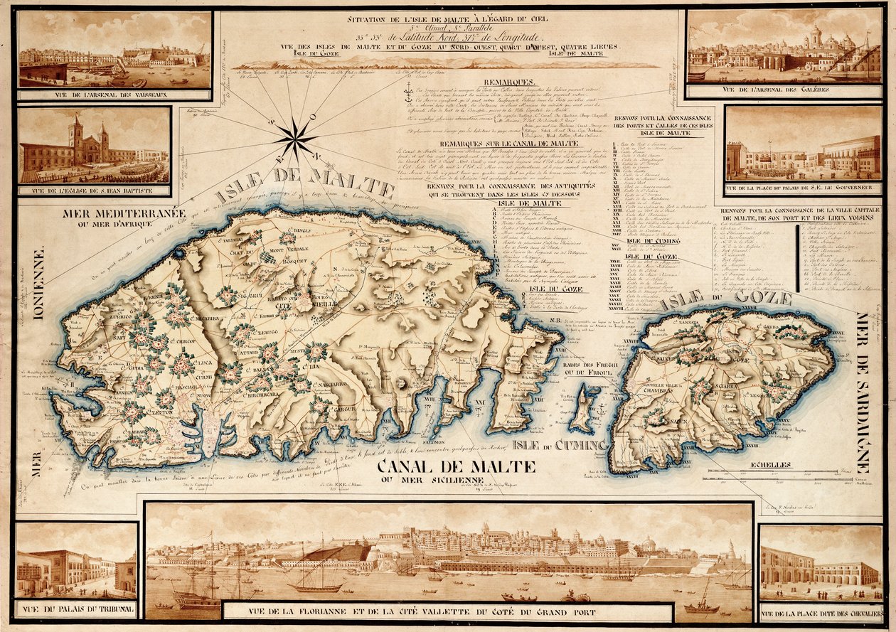 Fransk kort over Malta, ca. 1798 (manuskript) af Unknown artist