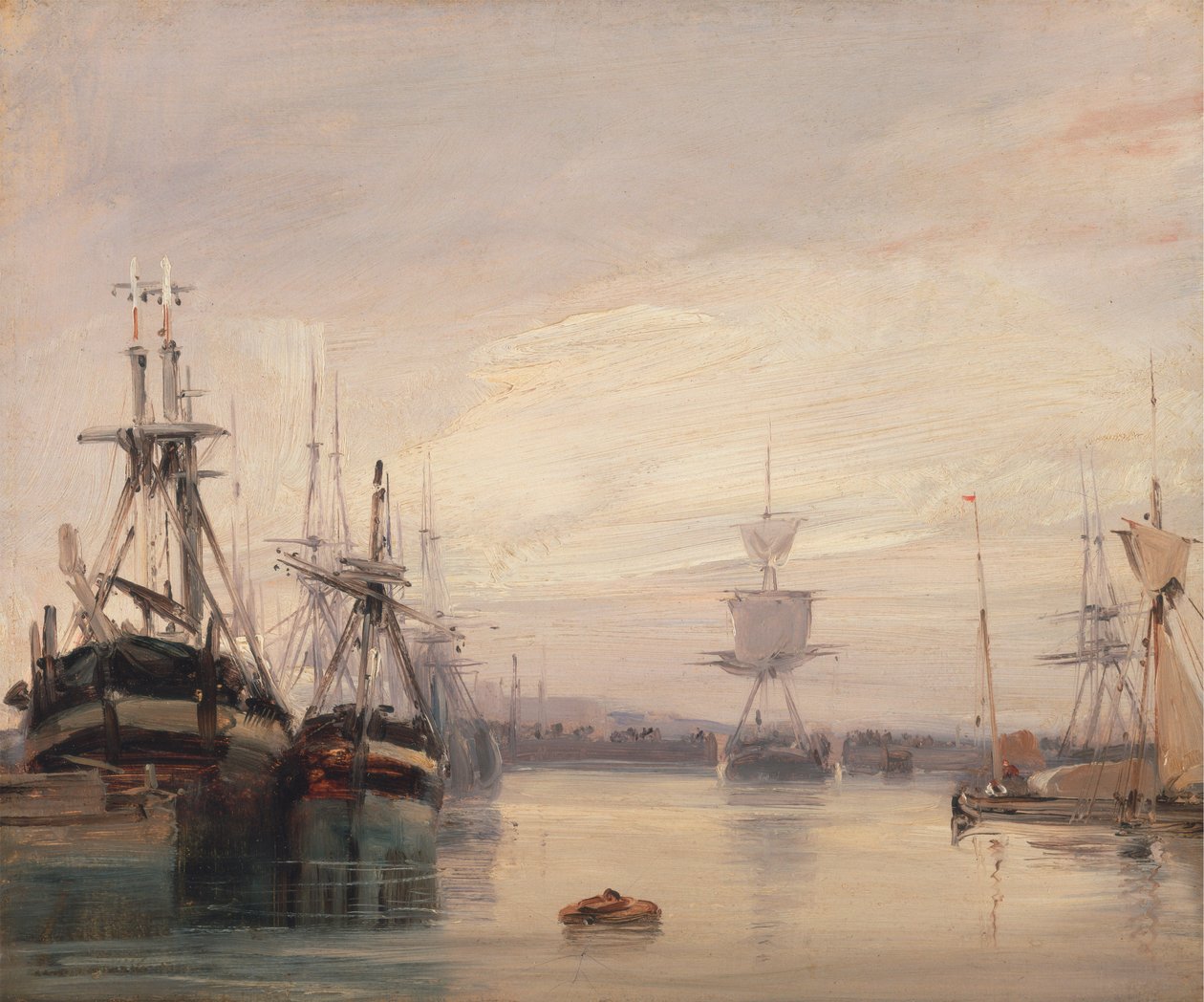 Fransk havnescene af Unknown artist