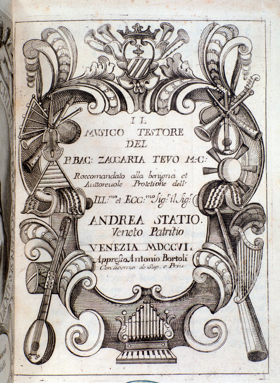 Frontispice of Il musico testore af Zaccaria Tevo af Unknown artist