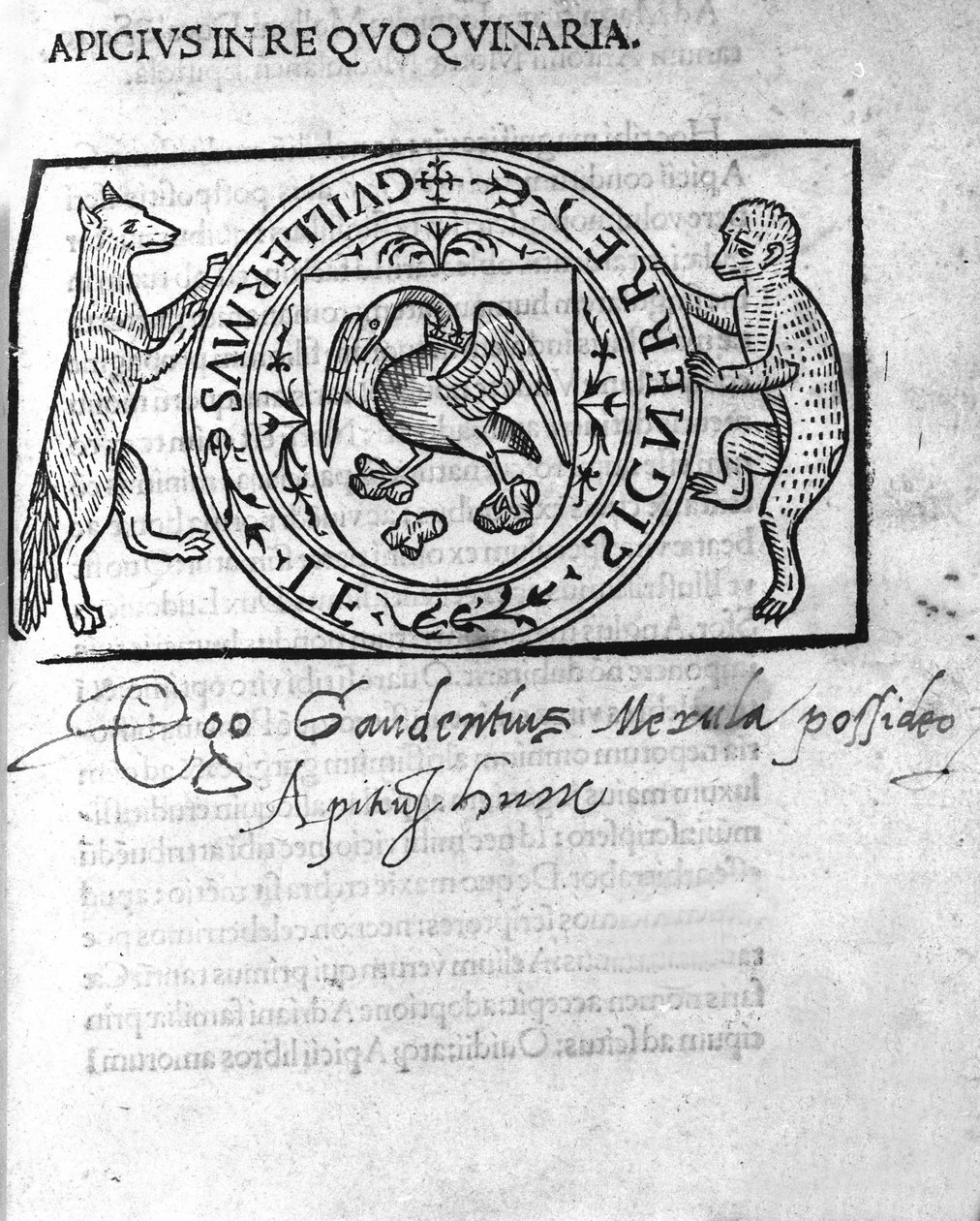 Frontispice af ""In re quoquinaria (De re quinaria)"" fra det 16. århundrede af Marcus Gavius ​​​​Apicius. Latinsk gastronom (1. århundrede e.Kr.). s.l. n.d. 16. århundrede. af Unknown artist