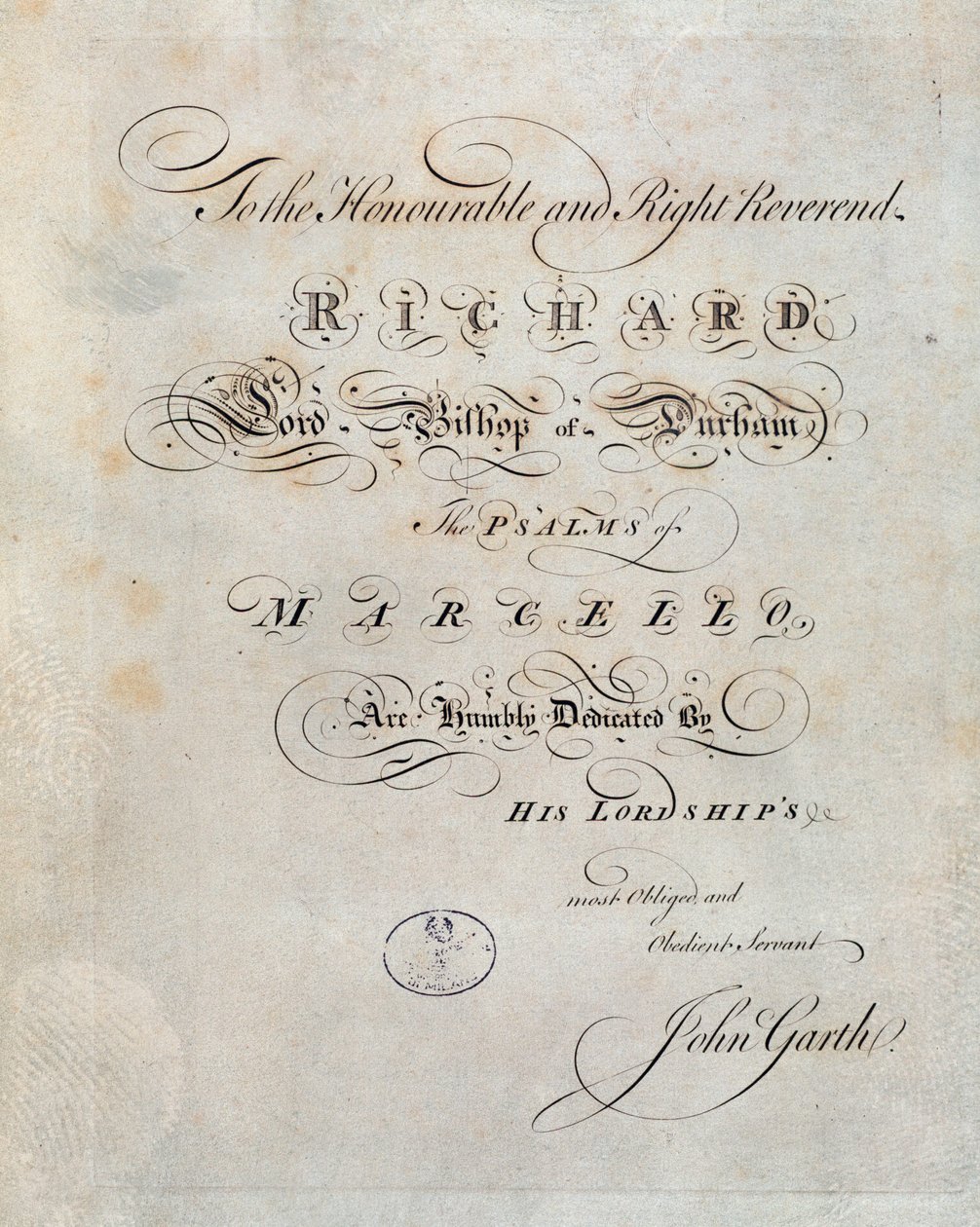 Frontispice af "" Salmerne"" af Benedetto Marcello af Unknown artist