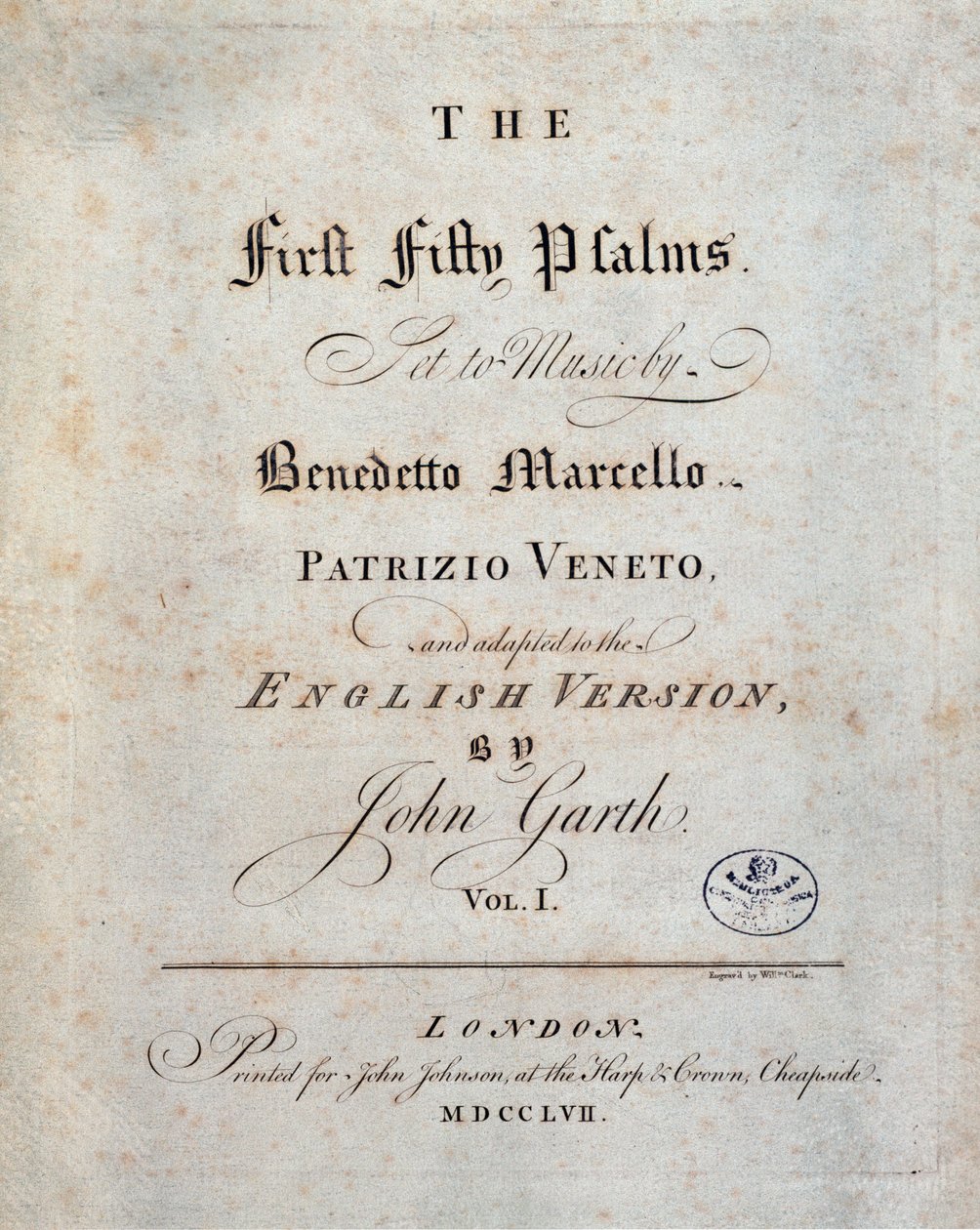 Frontispice af de første halvtreds salmer, af Benedetto Marcello af Unknown artist