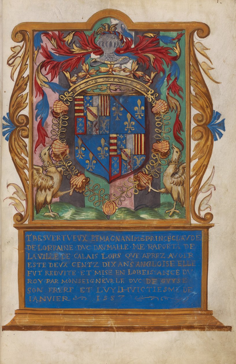 Frontispice med våbenskjold for Claude de Lorraine, Duc d