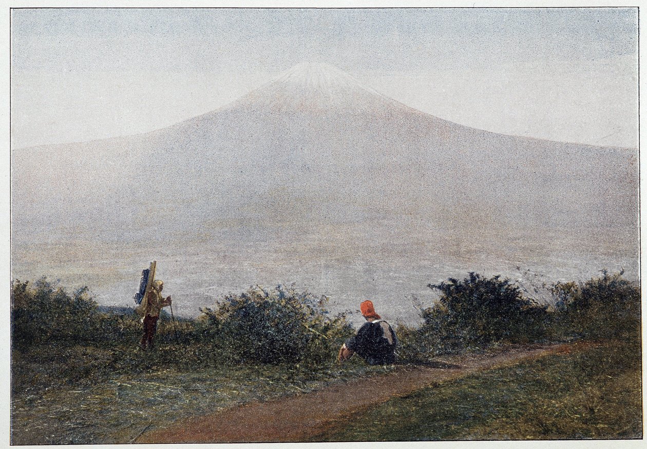 Fujiyama, Japans vulkan - fotografering, slutningen af det 19. århundrede af Unknown artist
