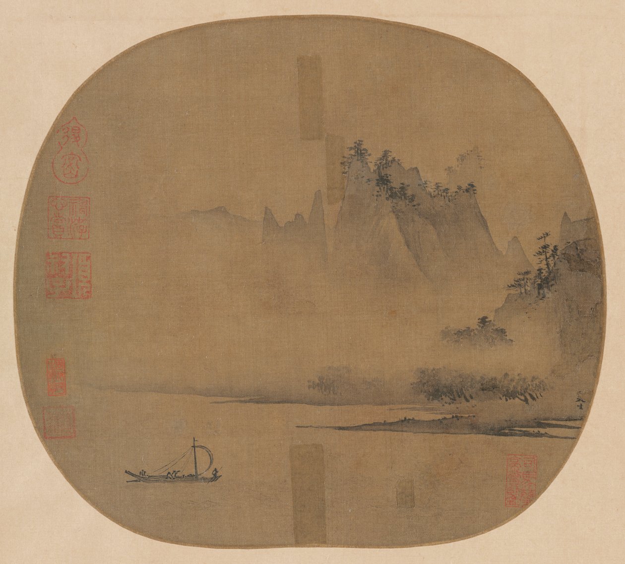 Fuldt sejl på Misty River af Unknown artist