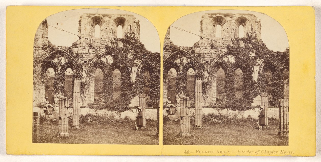 Furness Abbey. - Interiør af kapitelhuset. af Unknown artist