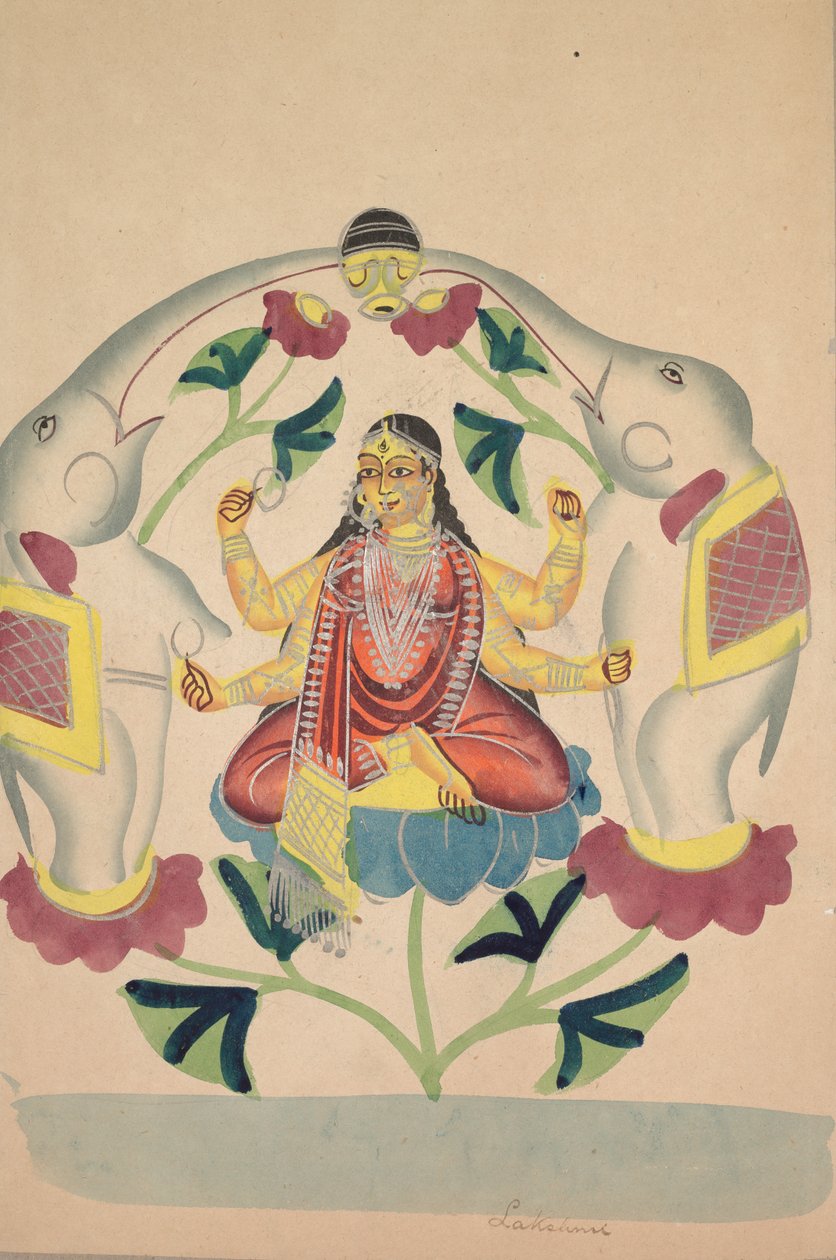Gajalakshmi: Lakshmi med elefanter af Unknown artist