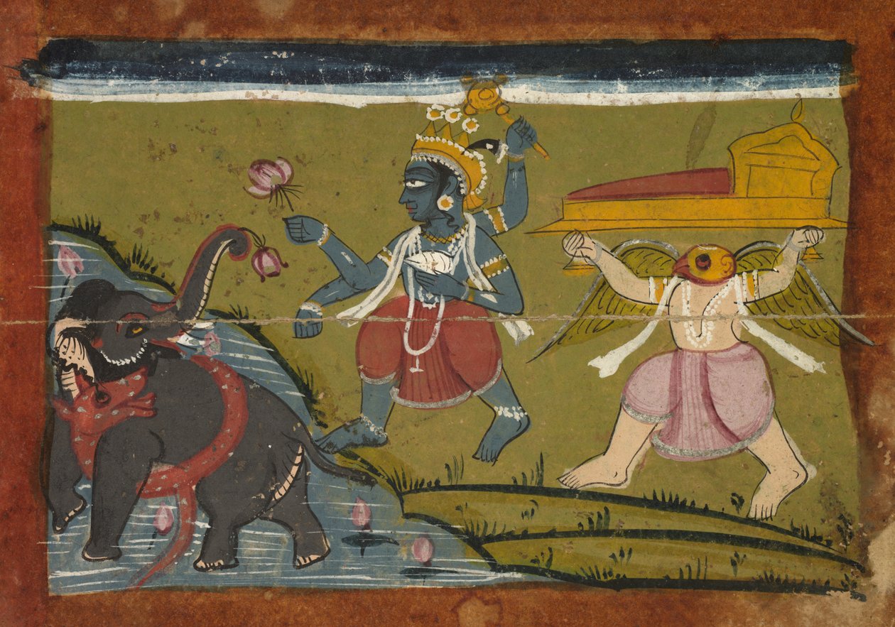 Gajendra Moksha: The Salvation of the King of the Elephants af Unknown artist