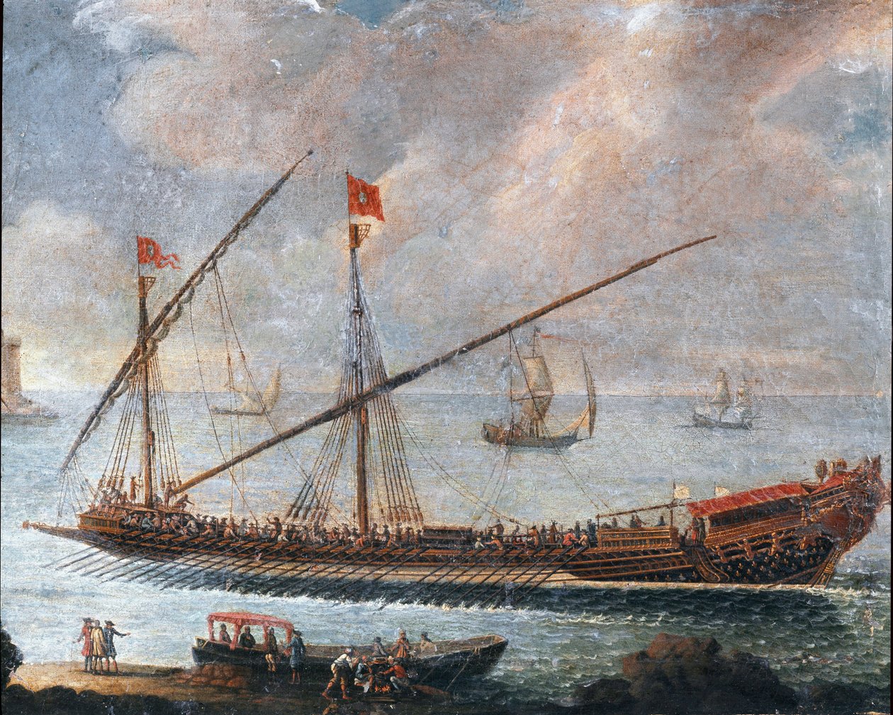 Galley, der forlader Genovas havn (maleri af Unknown artist