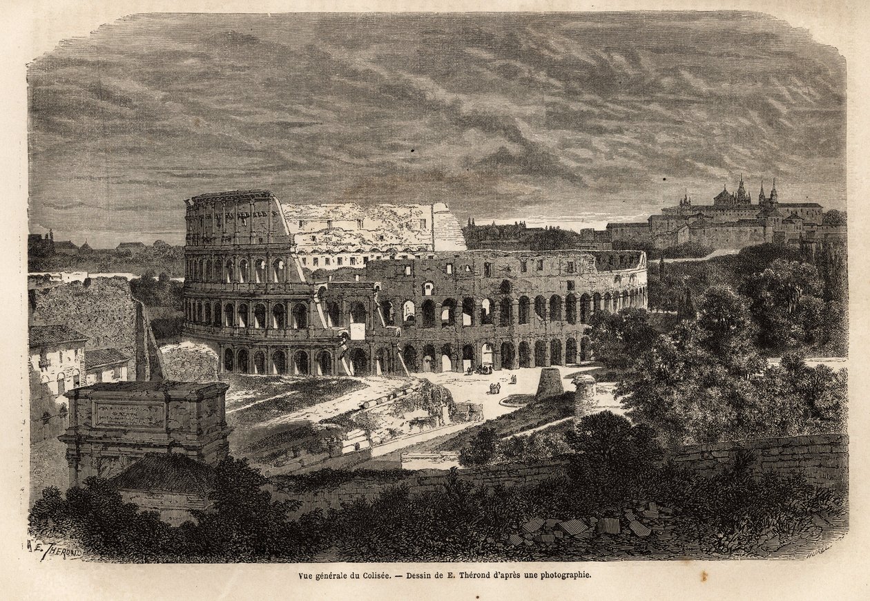 Generelt billede af Colisee, i Rom, det flaviske amfiteater færdigbygget i 80, under kejser Titus