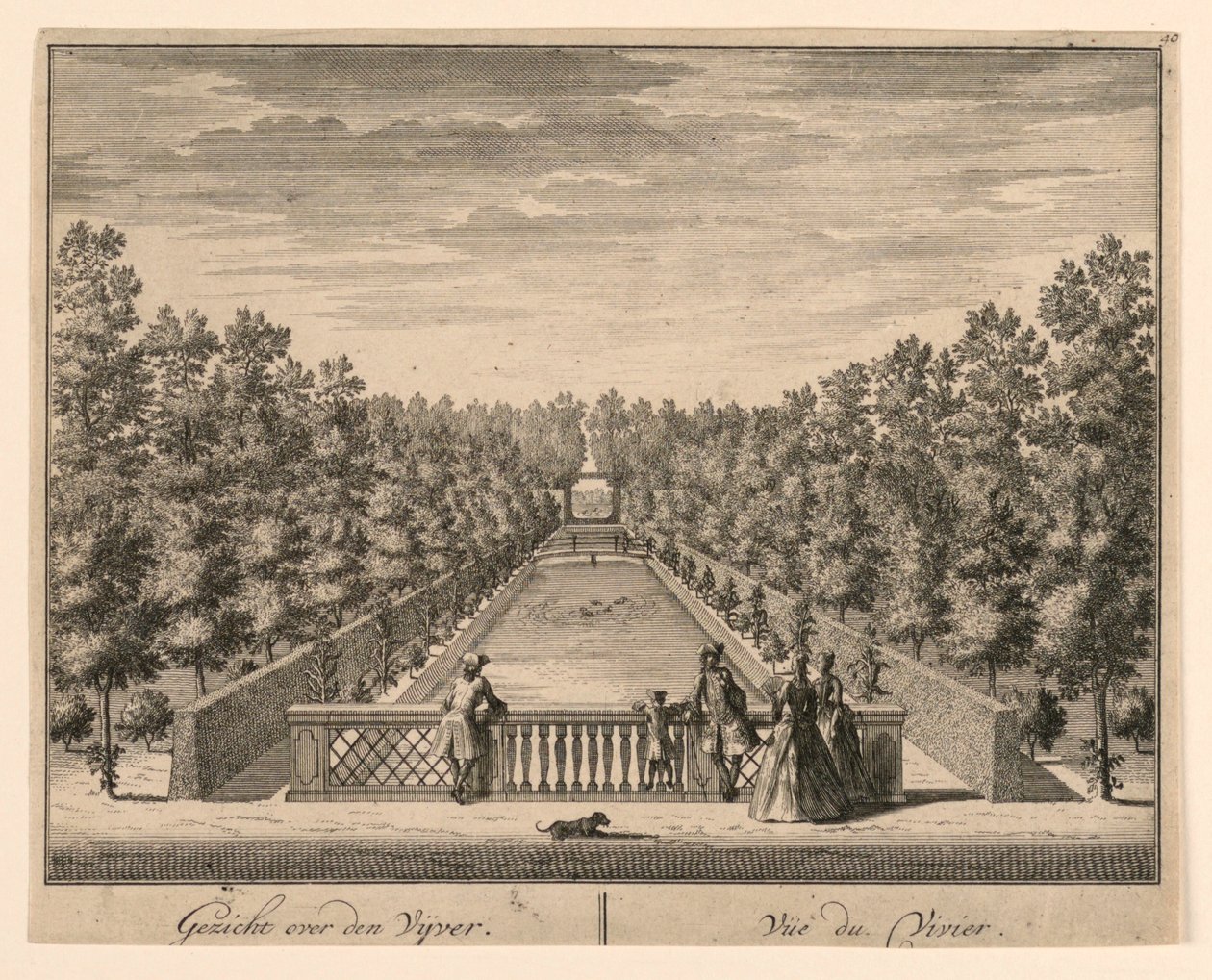 Udsigt over dammen; Vue du Vivier af Unknown artist