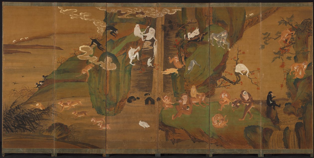 Gibbons i et landskab af Unknown artist