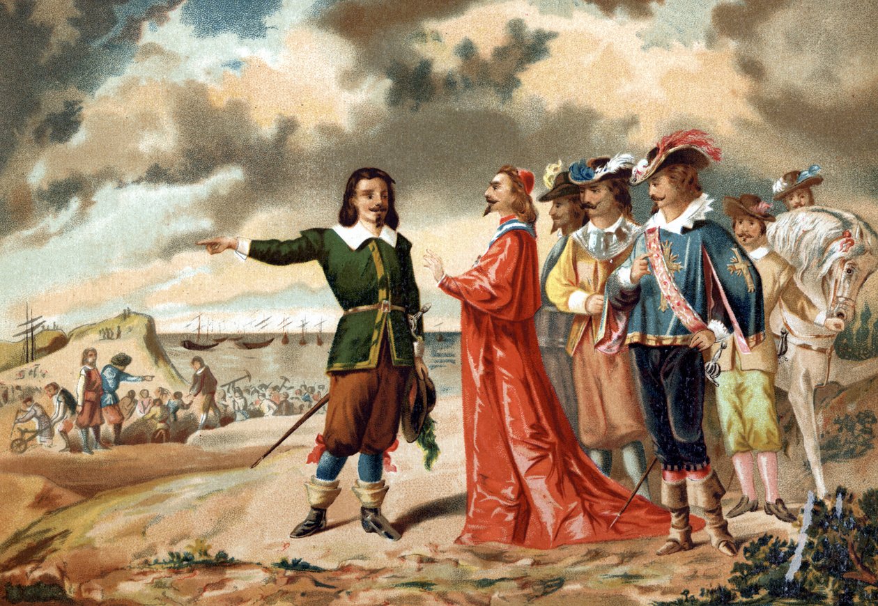 Girard DESARGUES fransk matematiker (1591-1661) i La Rochelles hovedkvarter med Richelieu i 1627. af Unknown artist