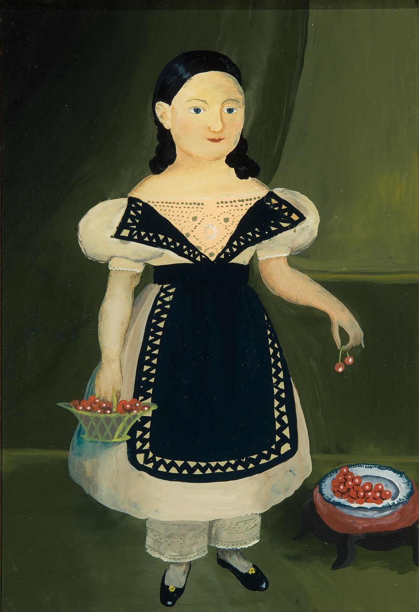 Pige med kirsebær af Unknown artist