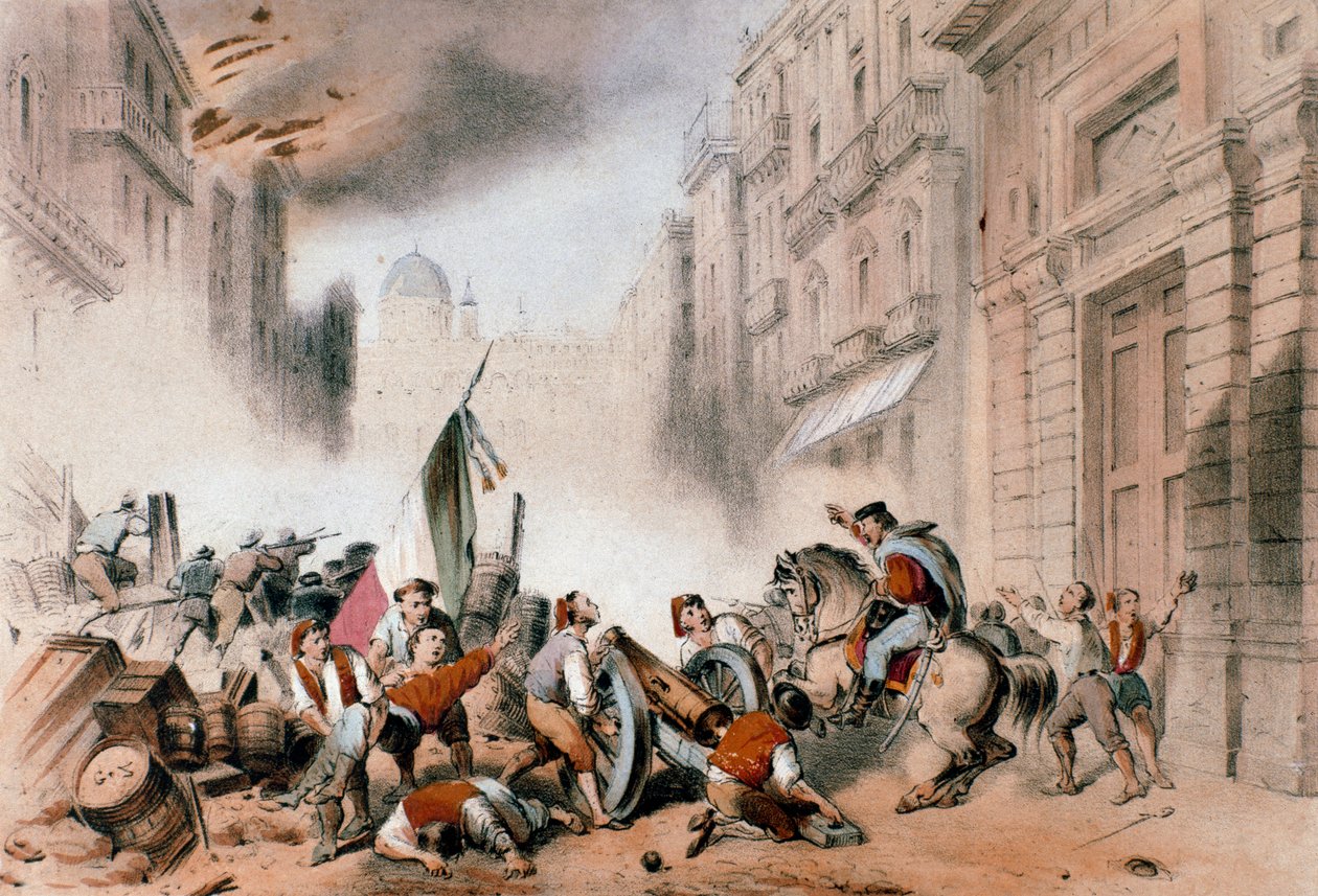 Giuseppe Garibaldi på vej ind i Palermo, 26. maj 1860 (gravering af Unknown artist