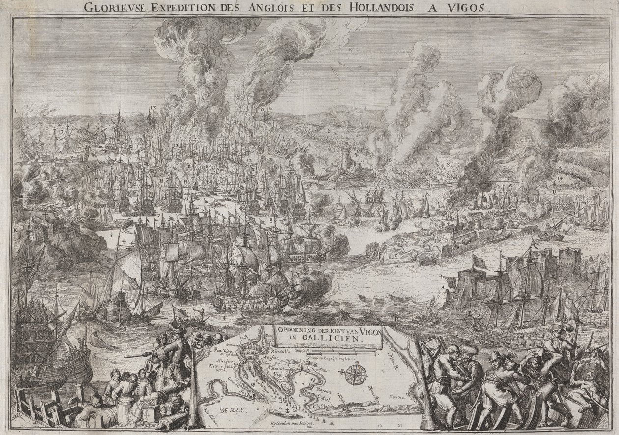 Glorværdig ekspedition af englændere og hollændere til Vigos (admiral Rookes sejr ud for Vigo, 12. oktober 1702) af Unknown artist