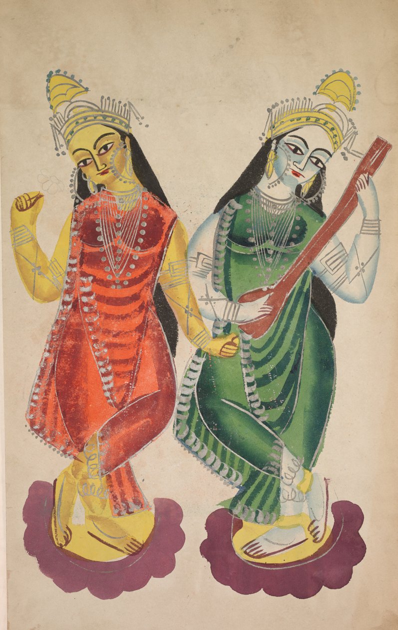 Gudinder Lakshmi og Sarasvati (verso) af Unknown artist
