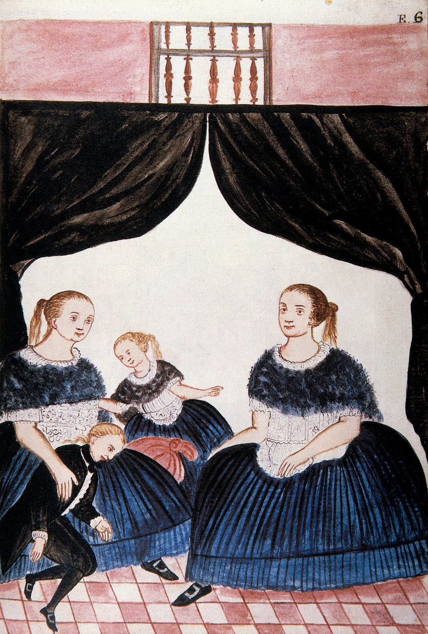 Group of Mourning Women, fra bogen "Trujillo of Peru" eller "Codex Martinez Companion", af Baltazar Martinez Companion og Bujanda, biskop af Trujillo (1782-1785) af Unknown artist