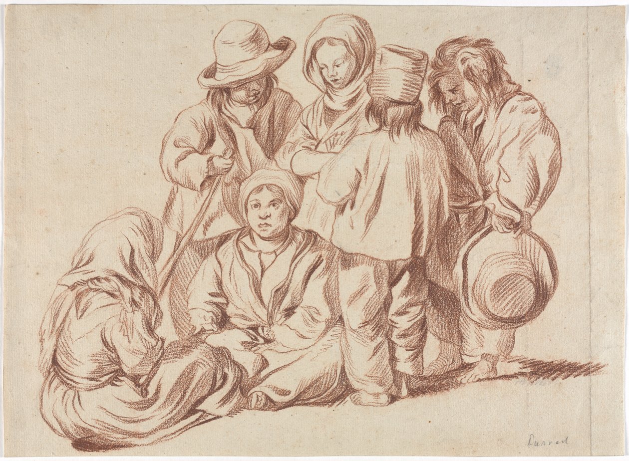 Gruppe på seks børn (recto) af Unknown artist