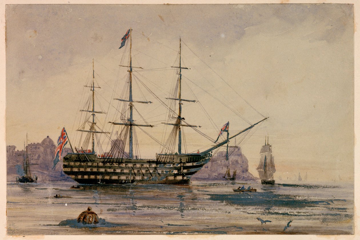 HMS Victory Portsmouth havn, 24. oktober 1858 af Unknown artist