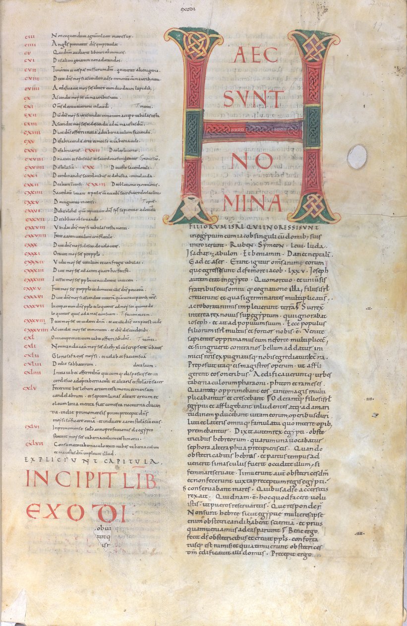 Haec sunt nomina: Første del af Anden Mosebog, 11. århundrede (miniature, membranøst manuskript) af Unknown artist