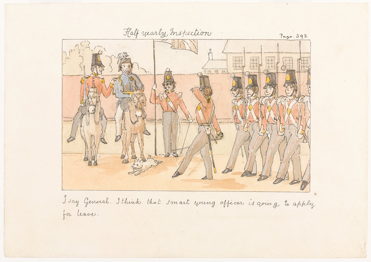 Halvårlig inspektion, fra Scener af livet i et infanteriregiment af Unknown artist