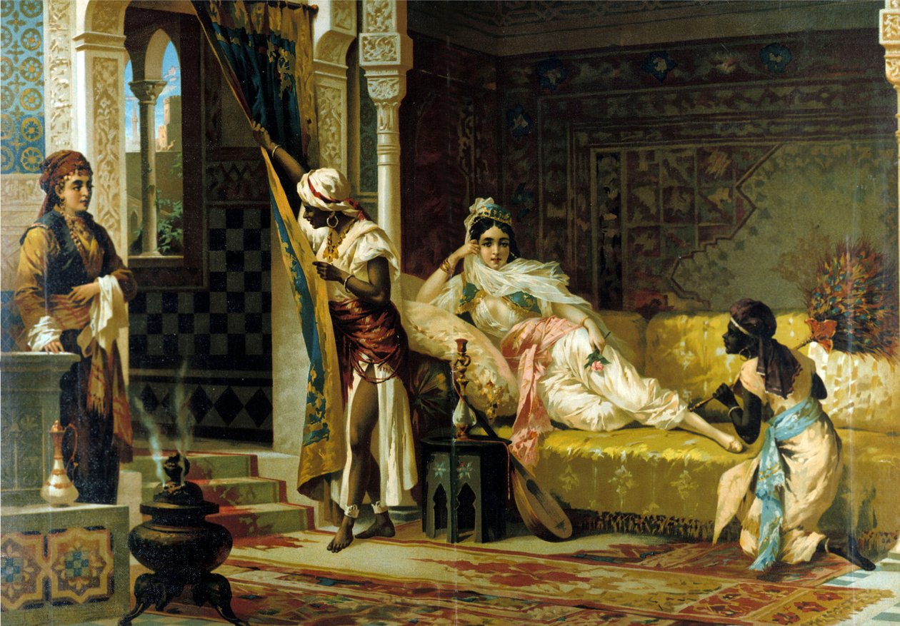 Harem. 1800-tallets kromolitografi. af Unknown artist