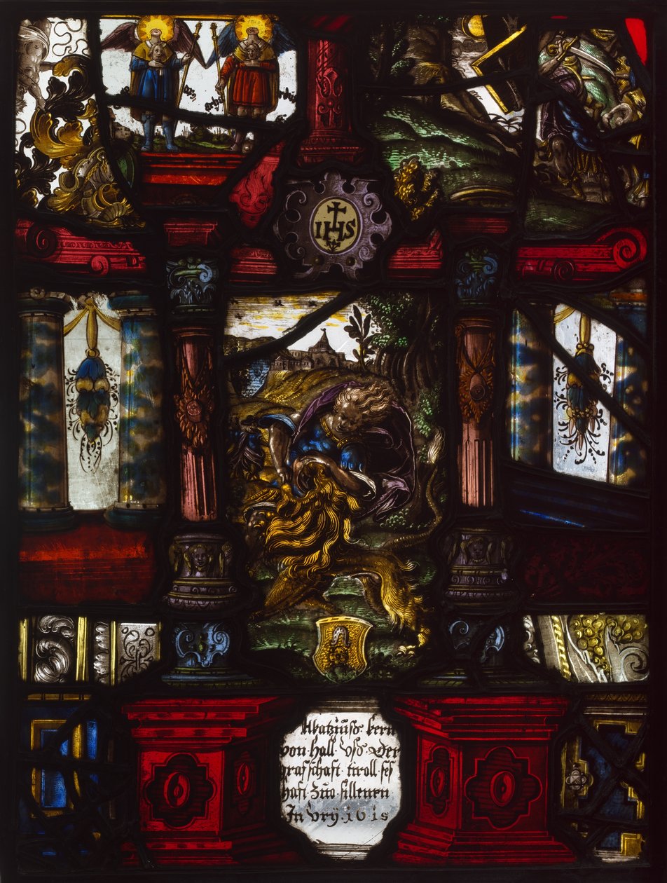 Heraldisk panel af Samson og løven af Unknown artist