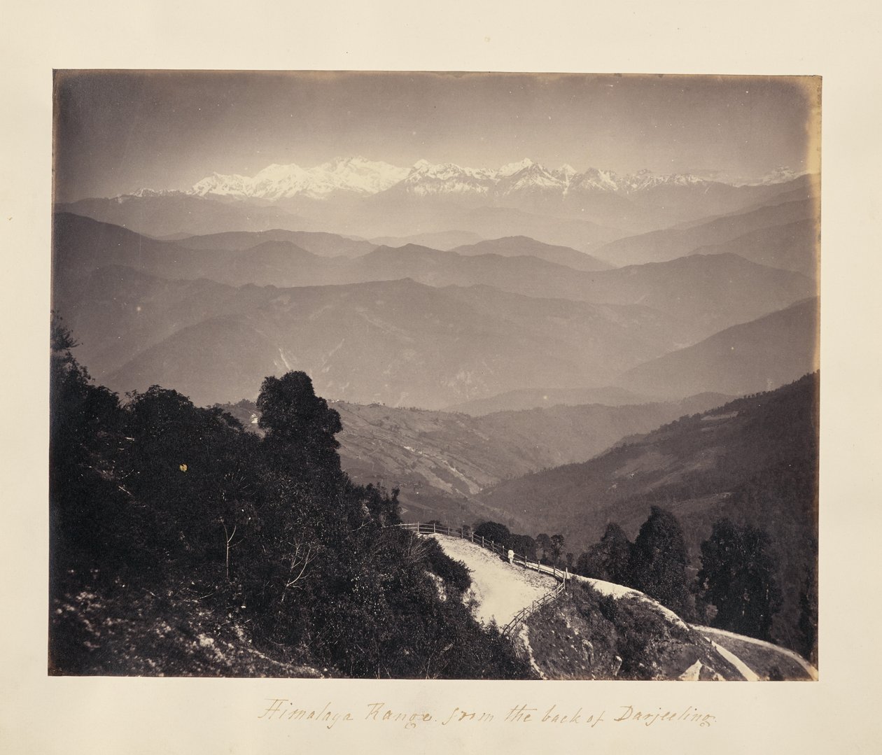 Himalaya [sic] Range fra bagsiden af Darjeeling af Unknown artist